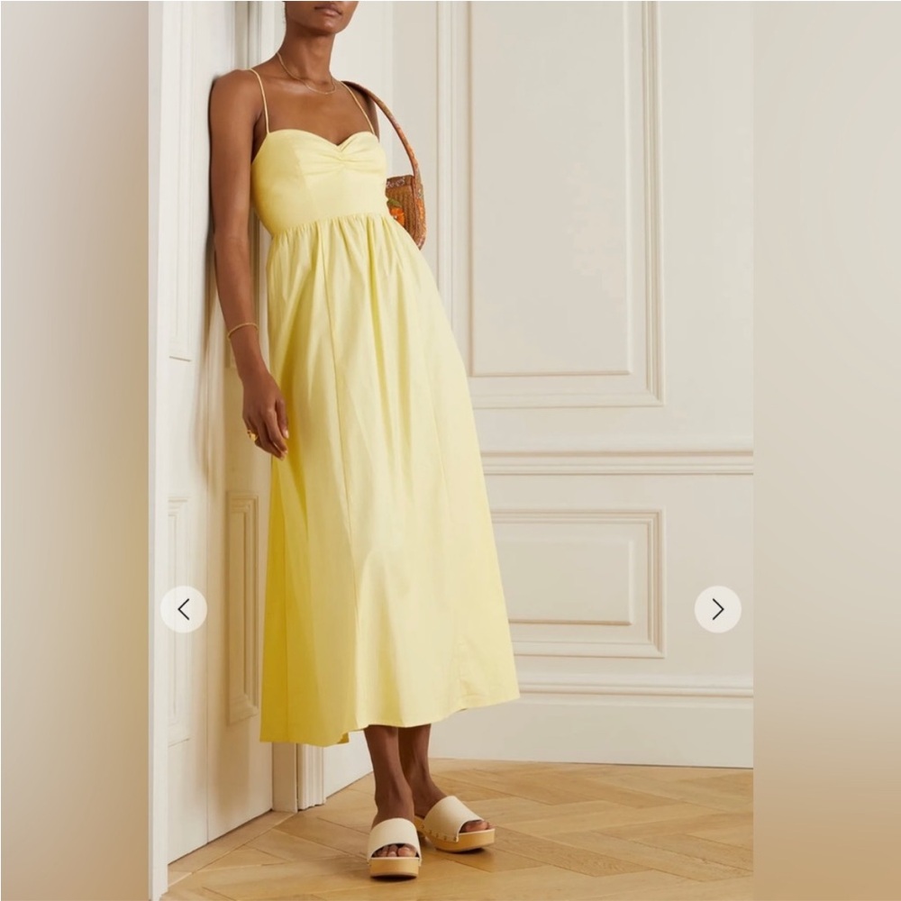 Reformation Dovie Yellow Cotton Midi Dress